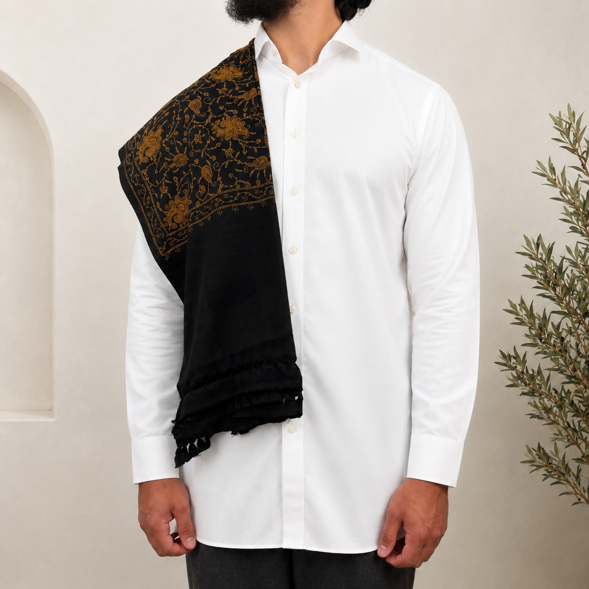 Black Embroidered Shawls