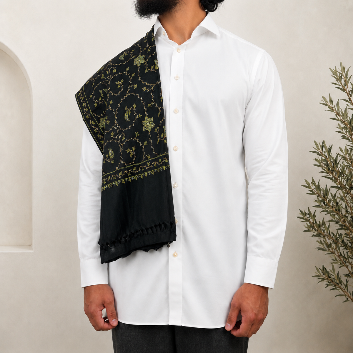 Black Embroidered Shawls