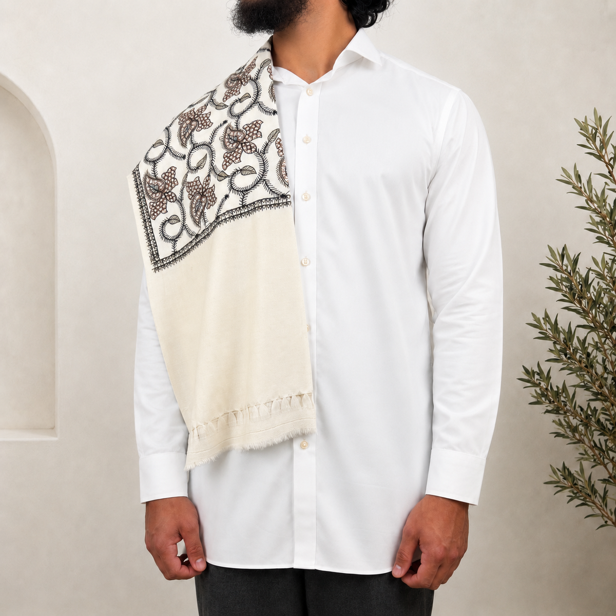 Cream Embroidered Shawls